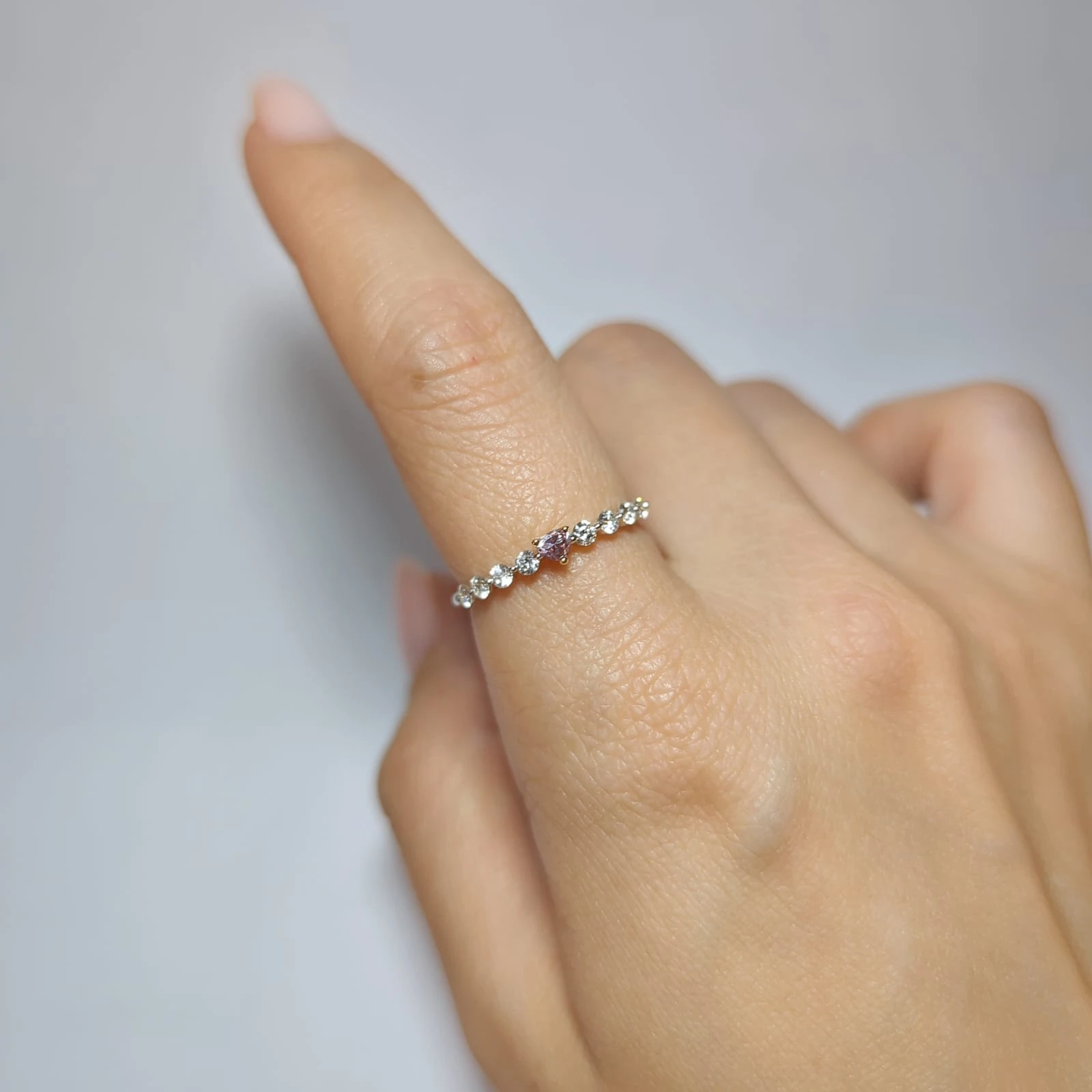 Momo heart shaped pink diamond ring
